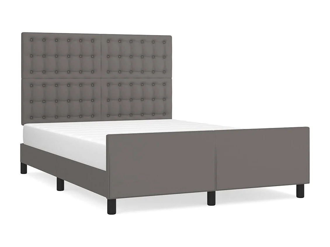 Bedframe met hoofdbord kunstleer grijs 140x190 cm