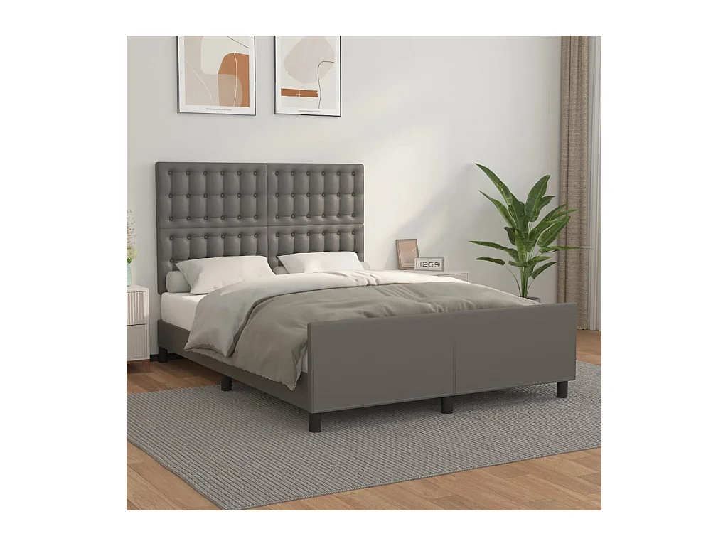 Cadre de lit sans matelas gris 140x190 cm similicuir