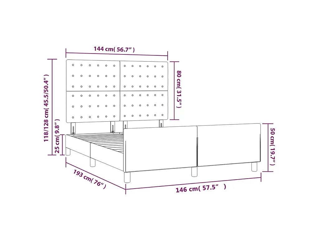 Bedframe met hoofdbord kunstleer grijs 140x190 cm