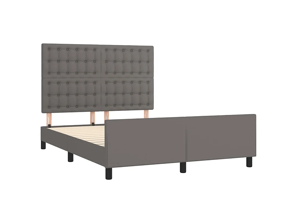 Bedframe met hoofdbord kunstleer grijs 140x190 cm