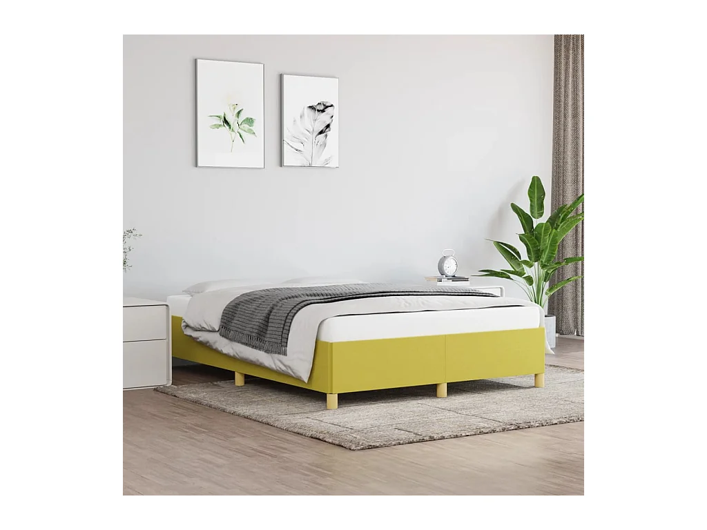 Cadre de lit sans matelas vert 140x190 cm tissu