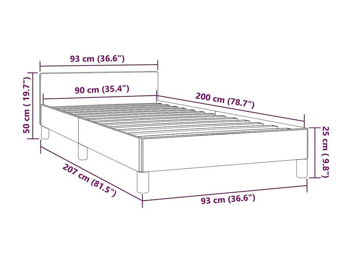 Giroletto con Testiera senza Materasso Rosa 90x200 cm Velluto