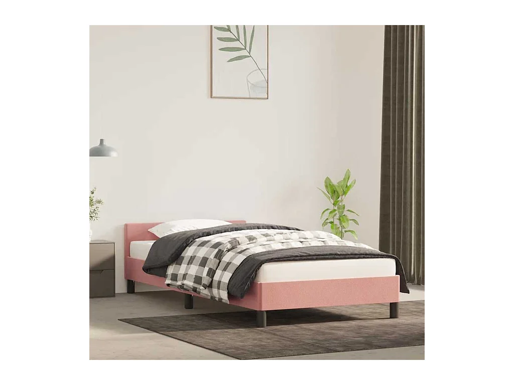 Bettgestell mit Kopfteil ohne Matratze Rosa 90x200 cm Samt