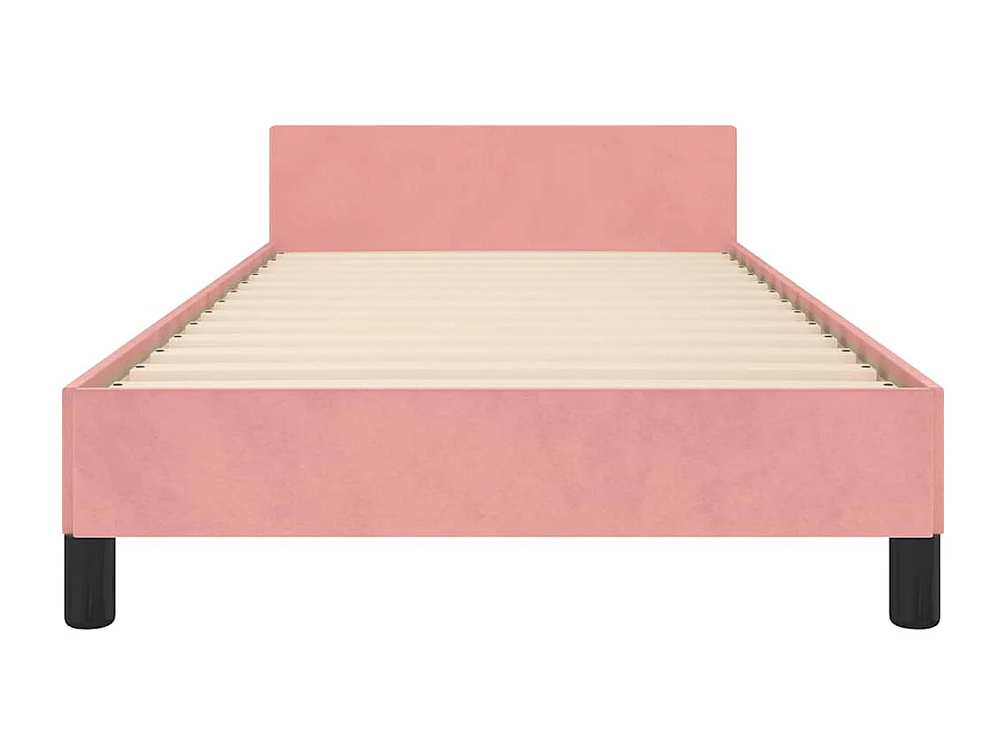 Bedframe met hoofdeinde zonder matras 90x200 cm fluweel roze
