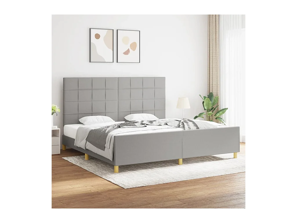 Cadre de lit sans matelas gris clair 200x200 cm tissu
