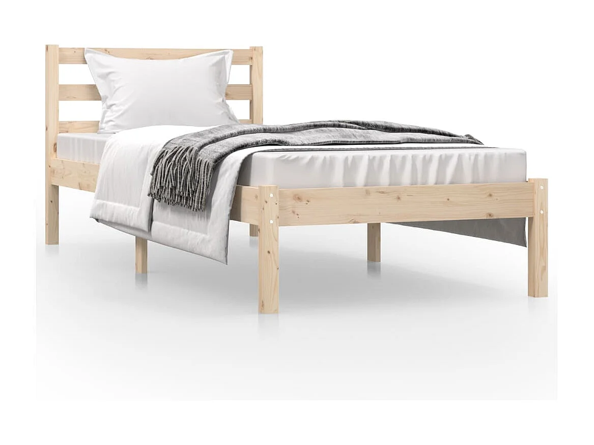 Bedframe massief grenenhout zwart 75x190 cm
