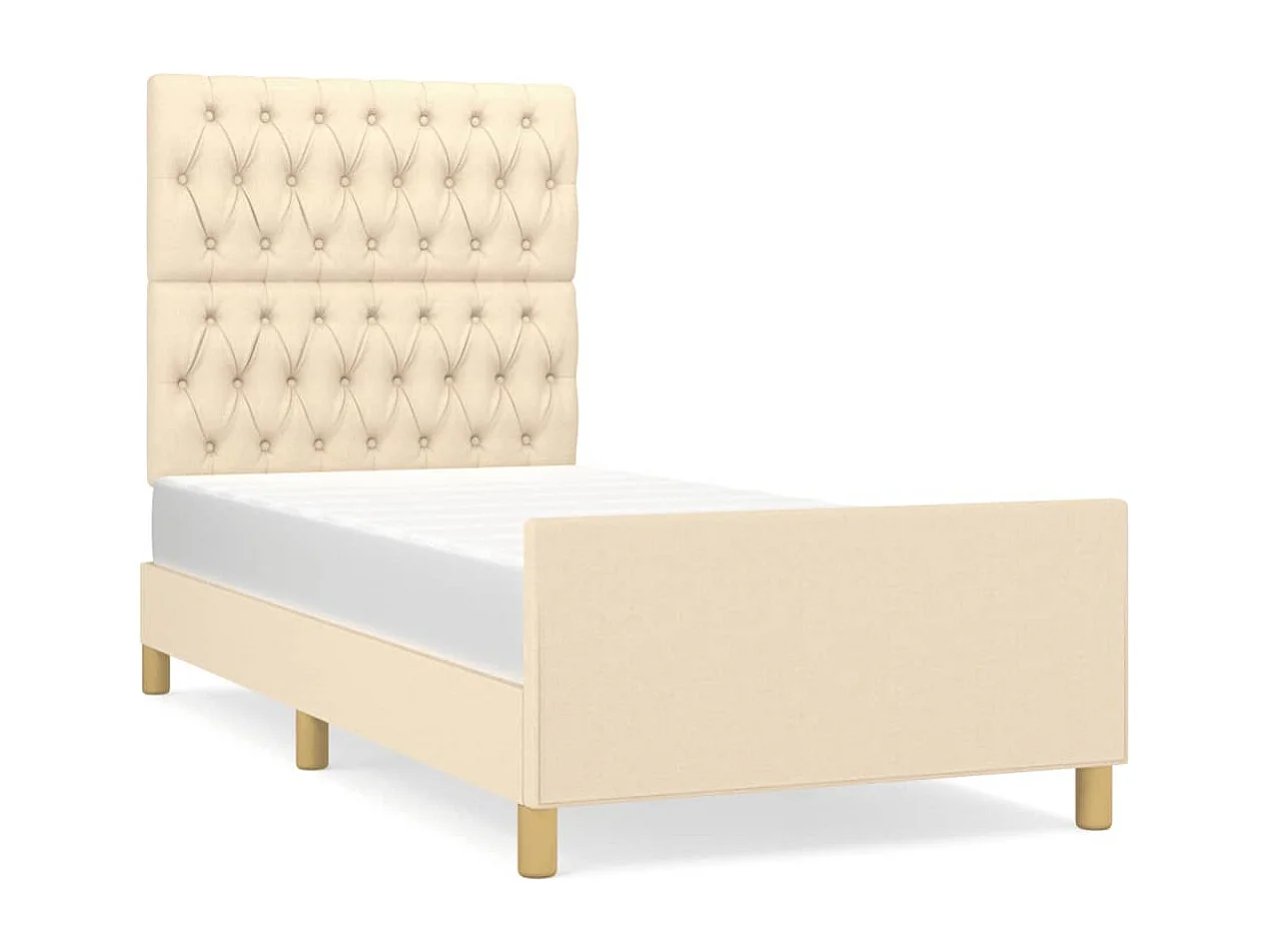 Cadre de lit sans matelas crème 90x190 cm tissu