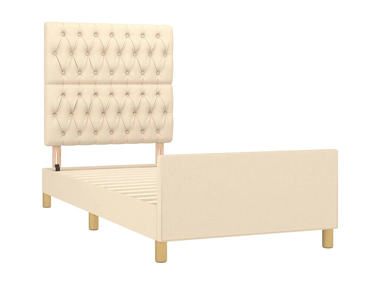 Cadre de lit sans matelas crème 90x190 cm tissu