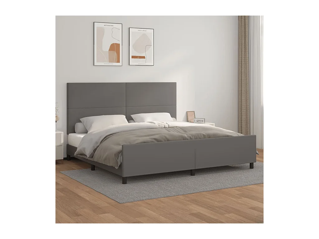 Cadre de lit sans matelas gris 200x200 cm similicuir