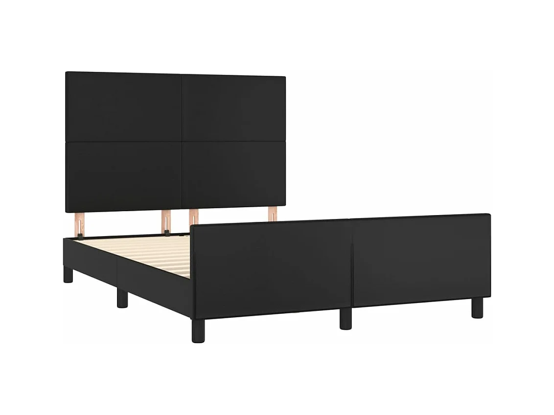 Bettgestell mit Kopfteil Schwarz 140x190 cm Kunstleder