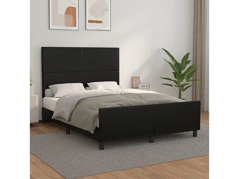 Bedframe met hoofdeind kunstleer zwart 140x190 cm