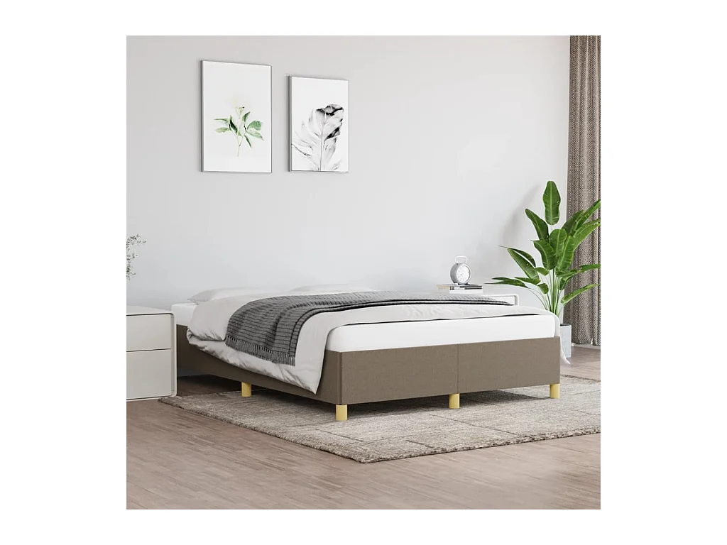 Cadre de lit sans matelas taupe 140x190 cm tissu