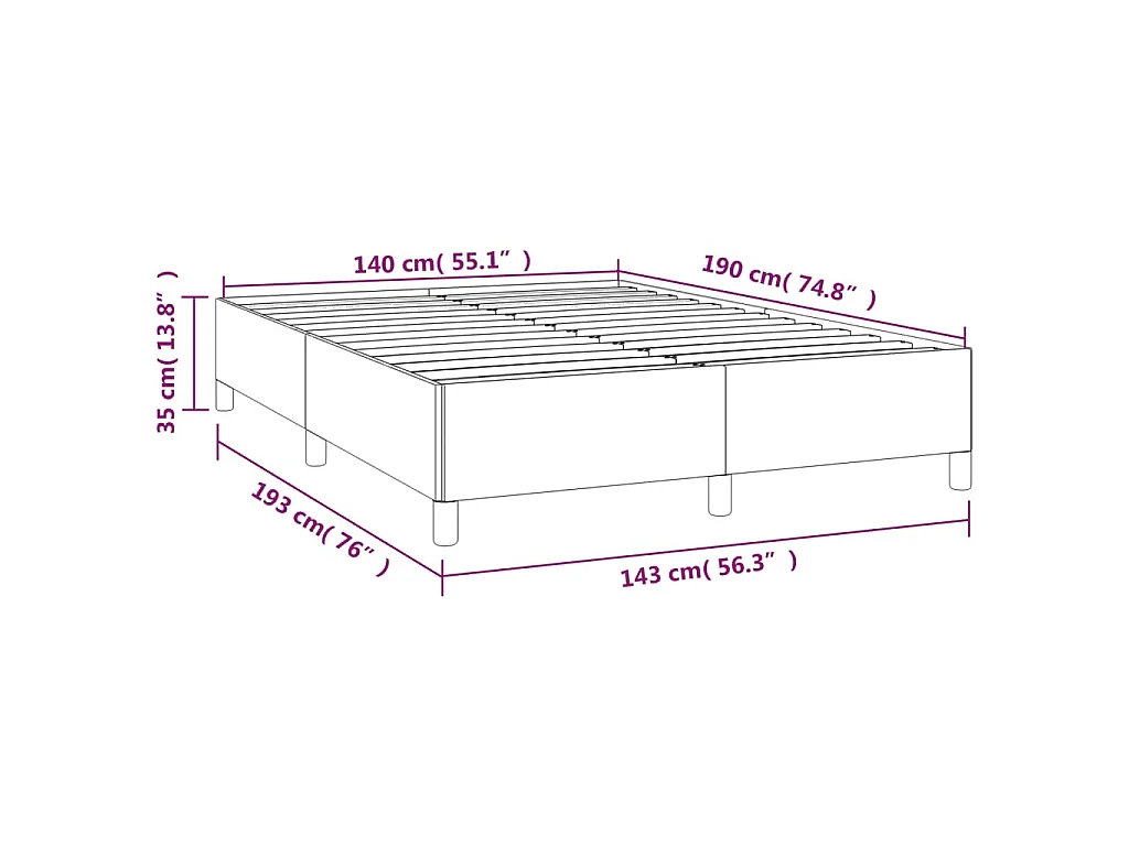 Cadre de lit sans matelas taupe 140x190 cm tissu
