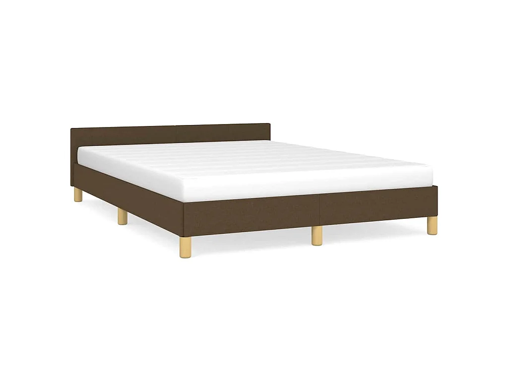 Cadre de lit sans matelas marron foncé 140x190 cm tissu