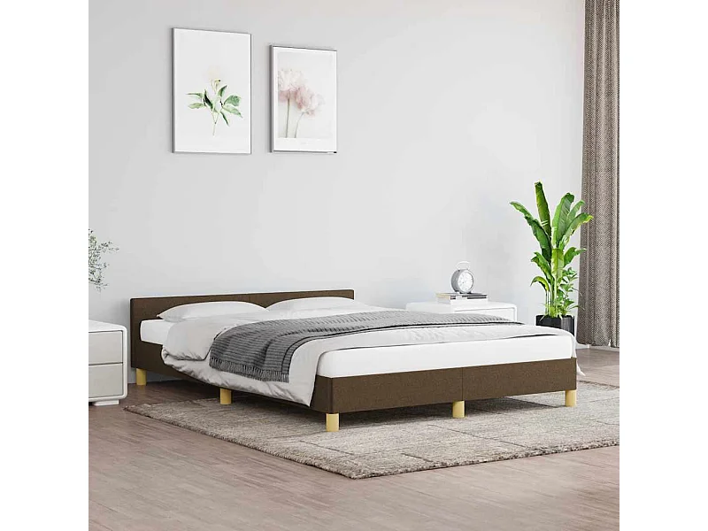 Bedframe zonder matras stof donkerbruin 140x190 cm