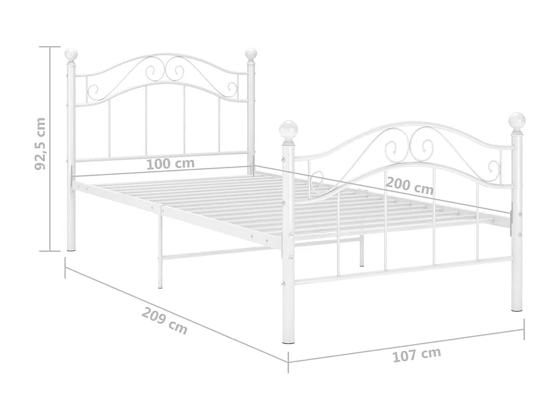 Bett Weiß Metall 100x200 cm