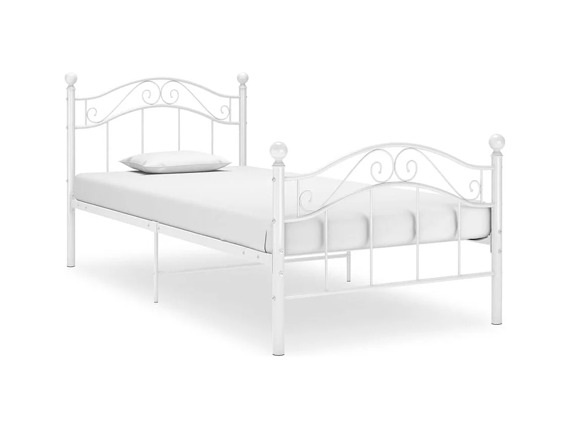 Cadre de lit sans matelas blanc métal 100x200 cm