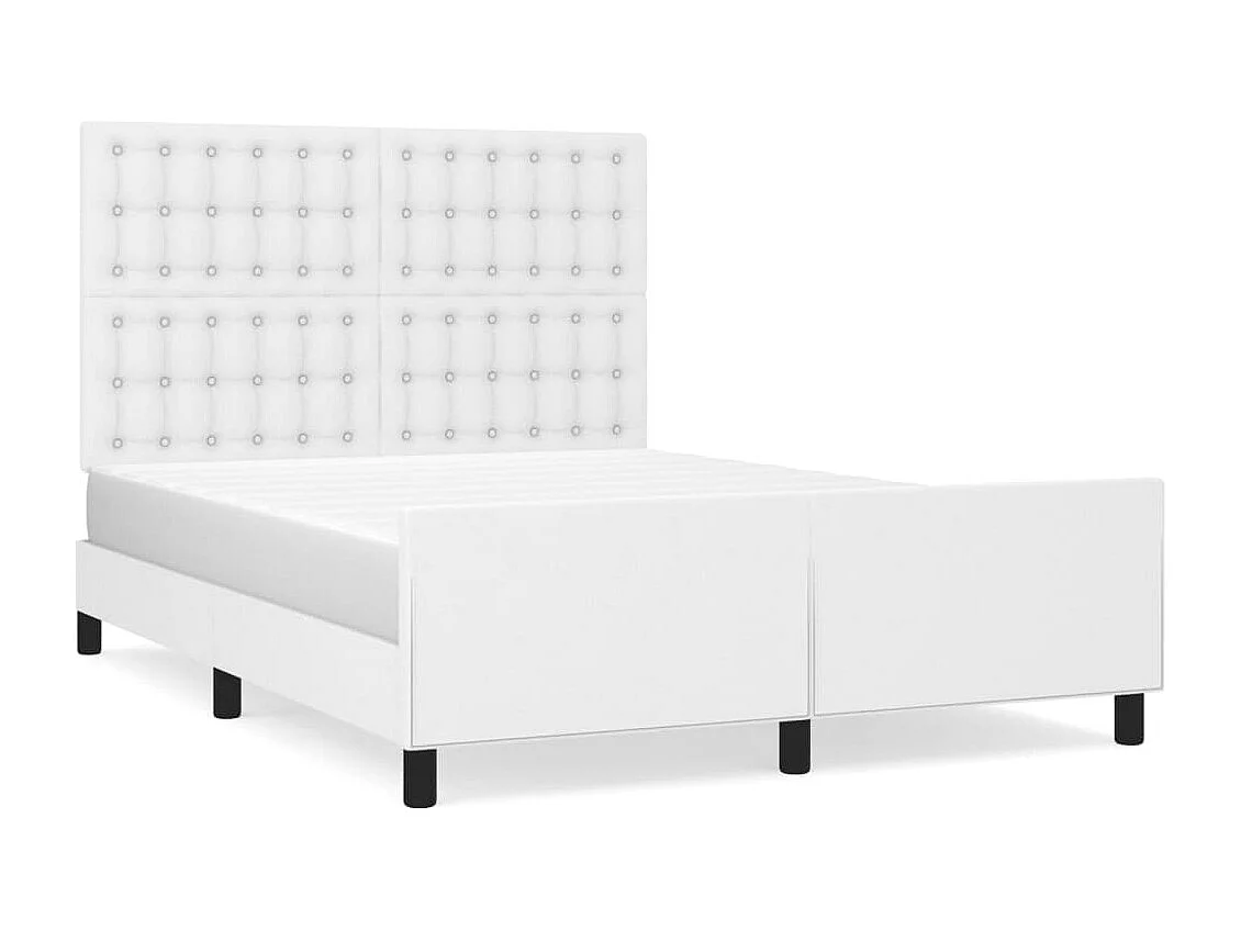Bedframe met hoofdbord kunstleer wit 140x190 cm