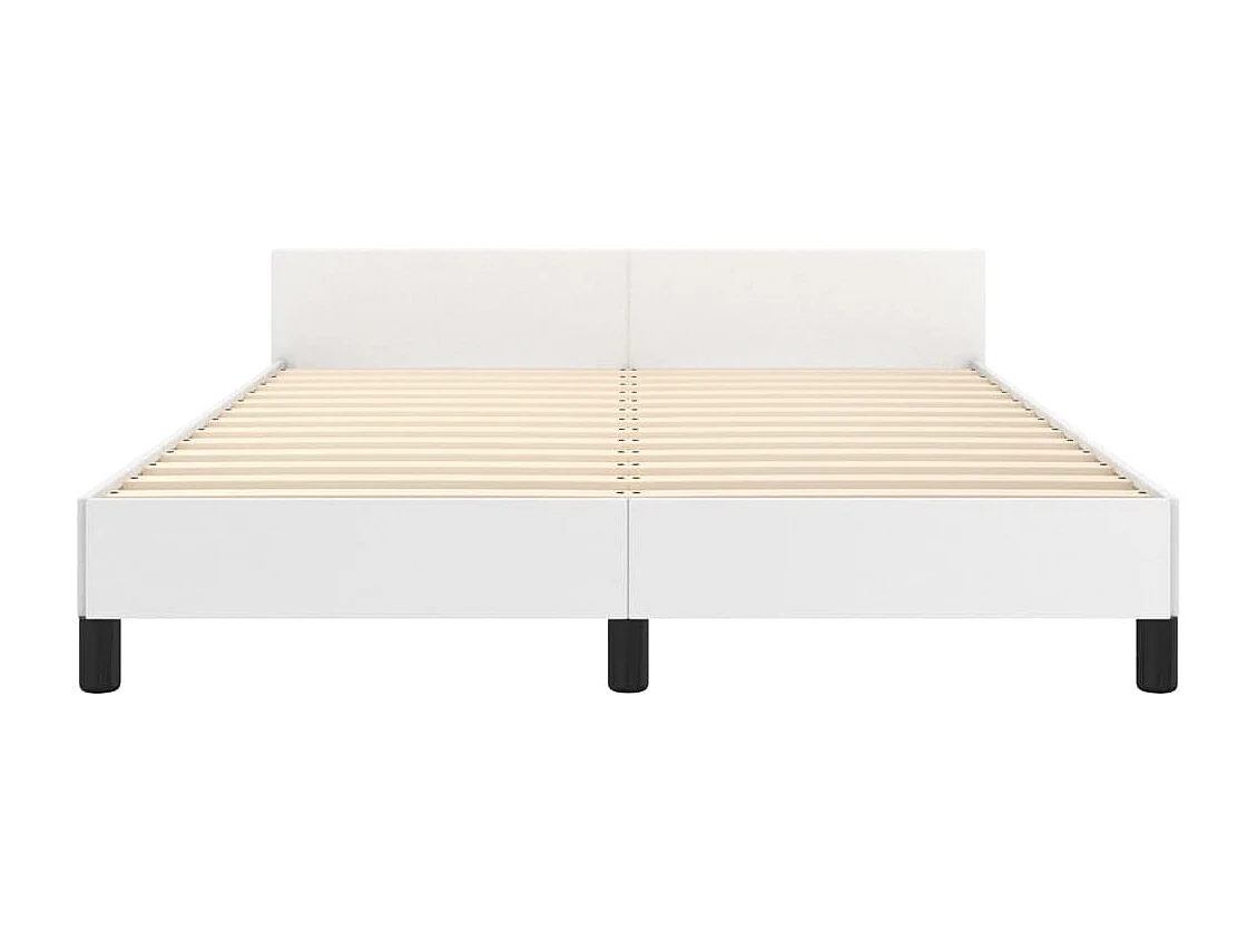 Bedframe met hoofdbord kunstleer wit 140x190 cm