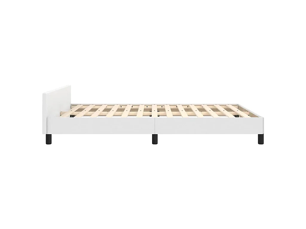 Bettgestell mit Kopfteil Weiß 140x190 cm Kunstleder