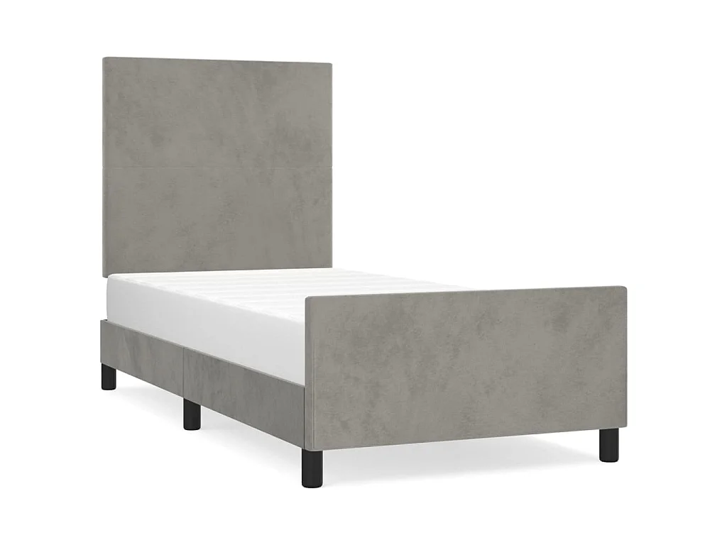 Cadre de lit sans matelas gris clair 90x190 cm velours