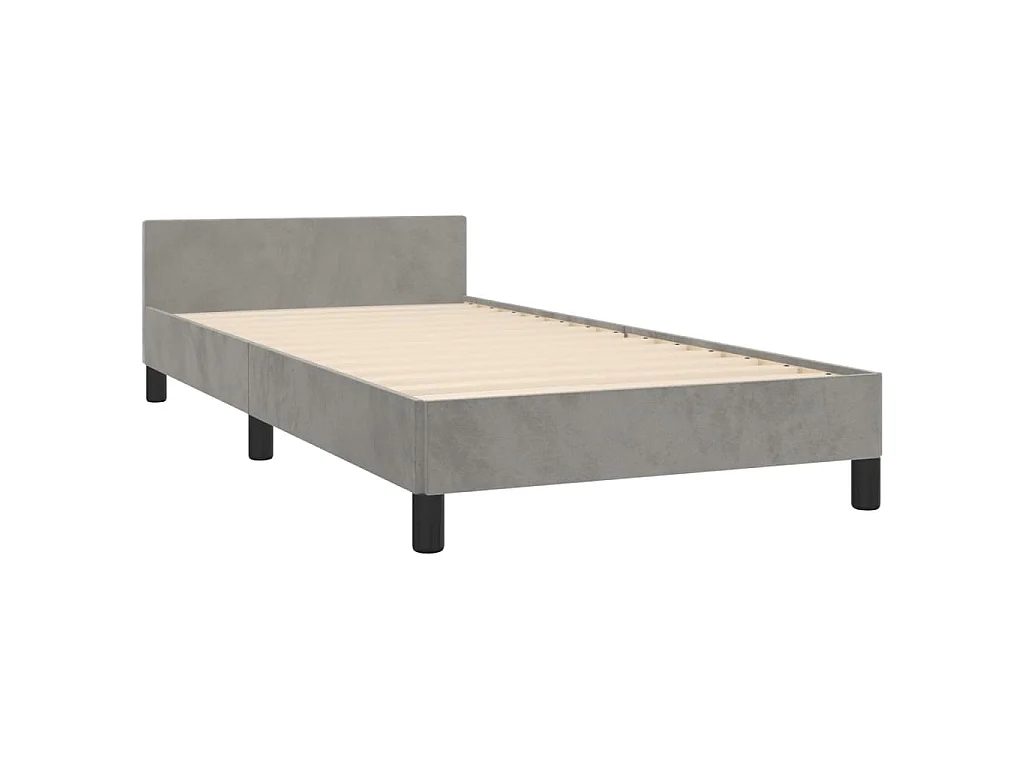 Cadre de lit sans matelas gris clair 90x190 cm velours