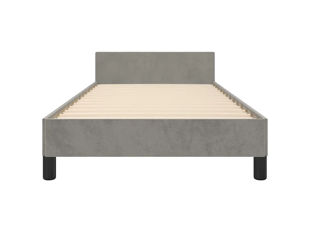 Cadre de lit sans matelas gris clair 90x190 cm velours