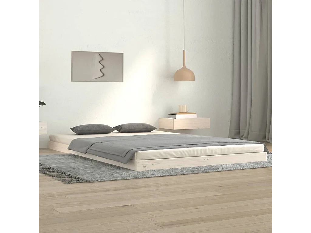 Cadre de lit sans matelas blanc 120x200 cm bois de pin massif