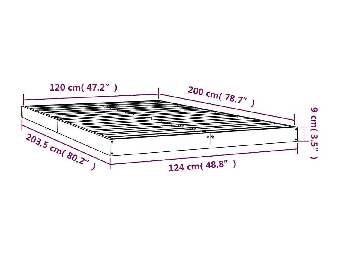 Cadre de lit sans matelas blanc 120x200 cm bois de pin massif