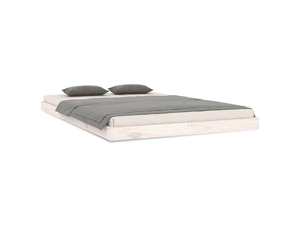 Cadre de lit sans matelas blanc 120x200 cm bois de pin massif