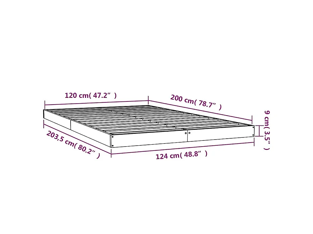 Cadre de lit sans matelas blanc 120x200 cm bois de pin massif