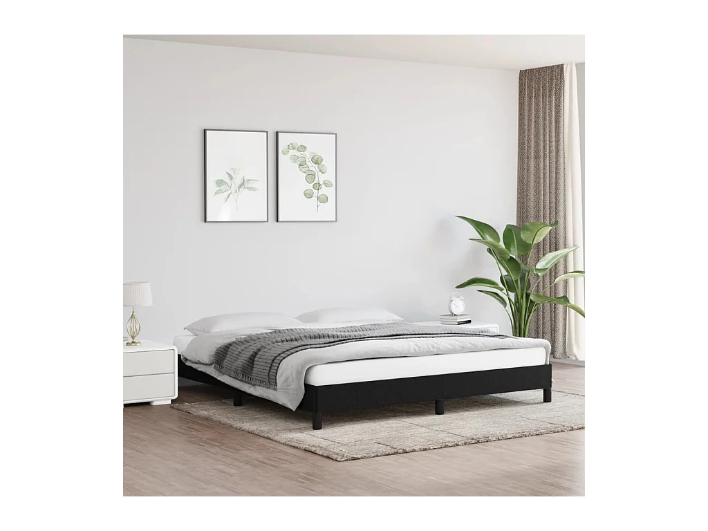 Cadre de lit sans matelas noir 180x200 cm tissu