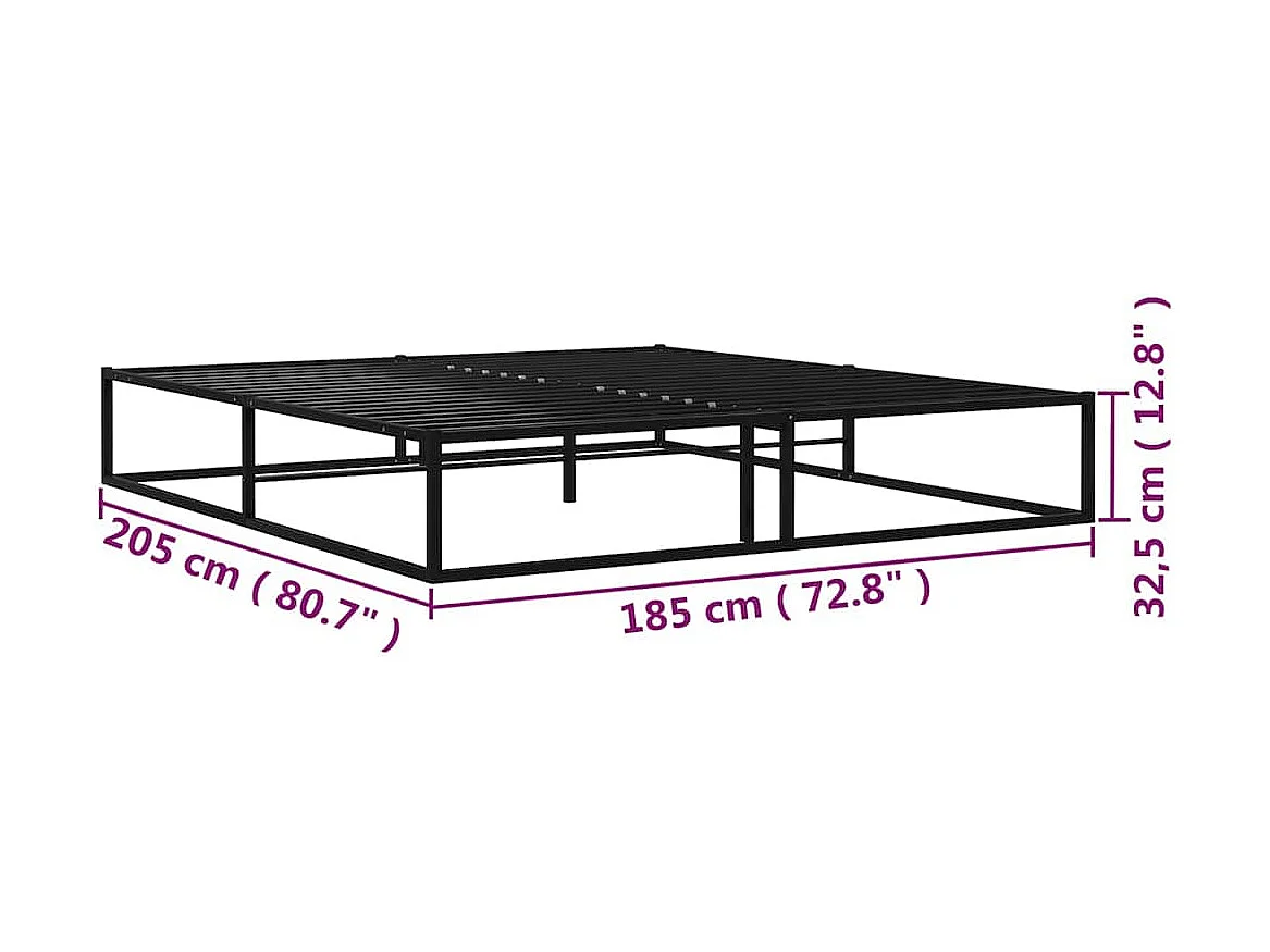 Cadre de lit sans matelas noir métal 180x200 cm