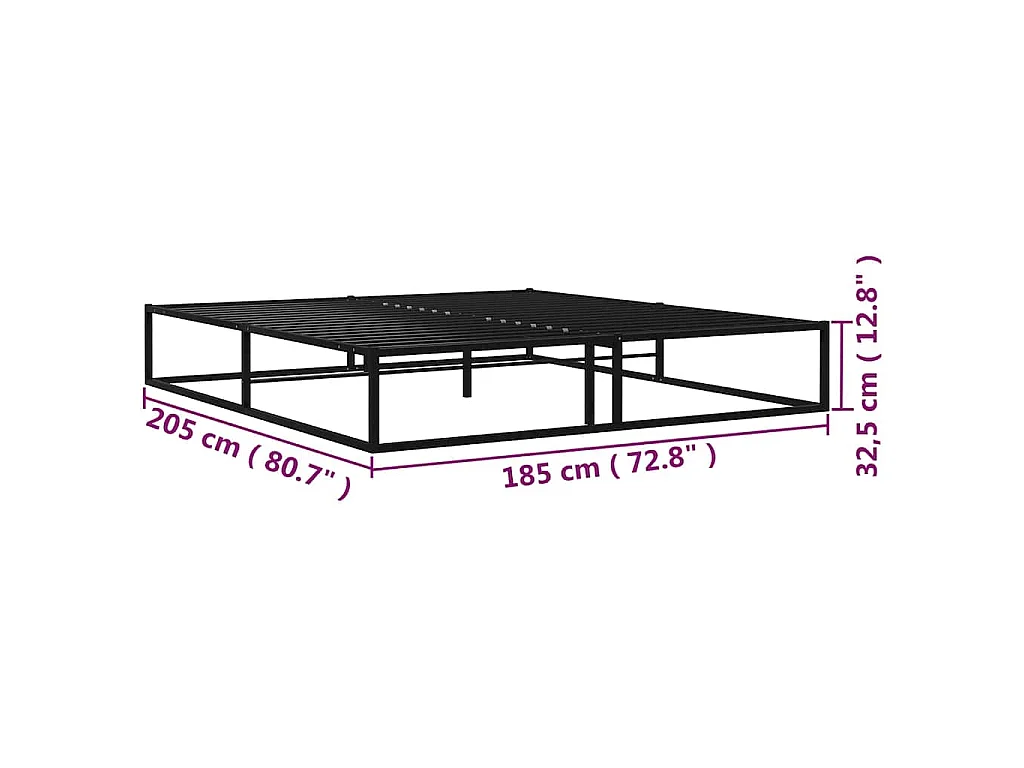 Estrutura de cama 180x200 cm metal preto