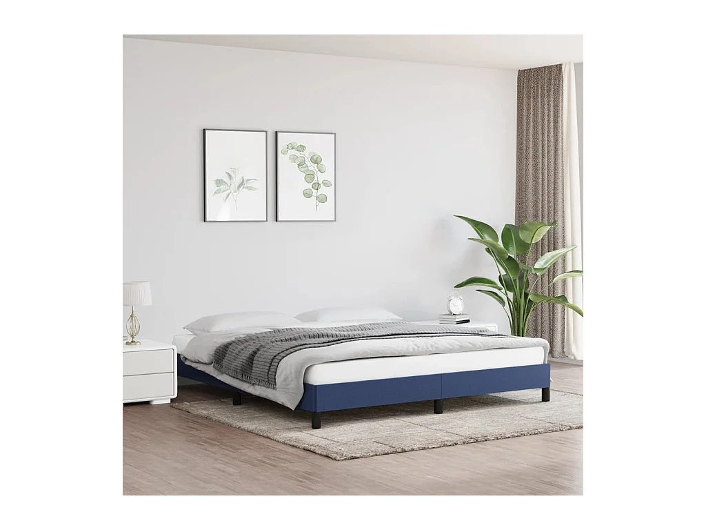 Bettgestell ohne Matratze Blau 160x200 cm Stoff