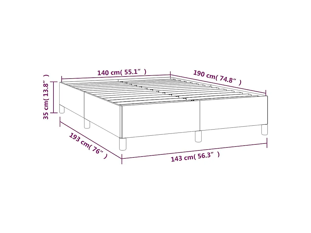 Cadre de lit sans matelas cappuccino 140x190 cm similicuir