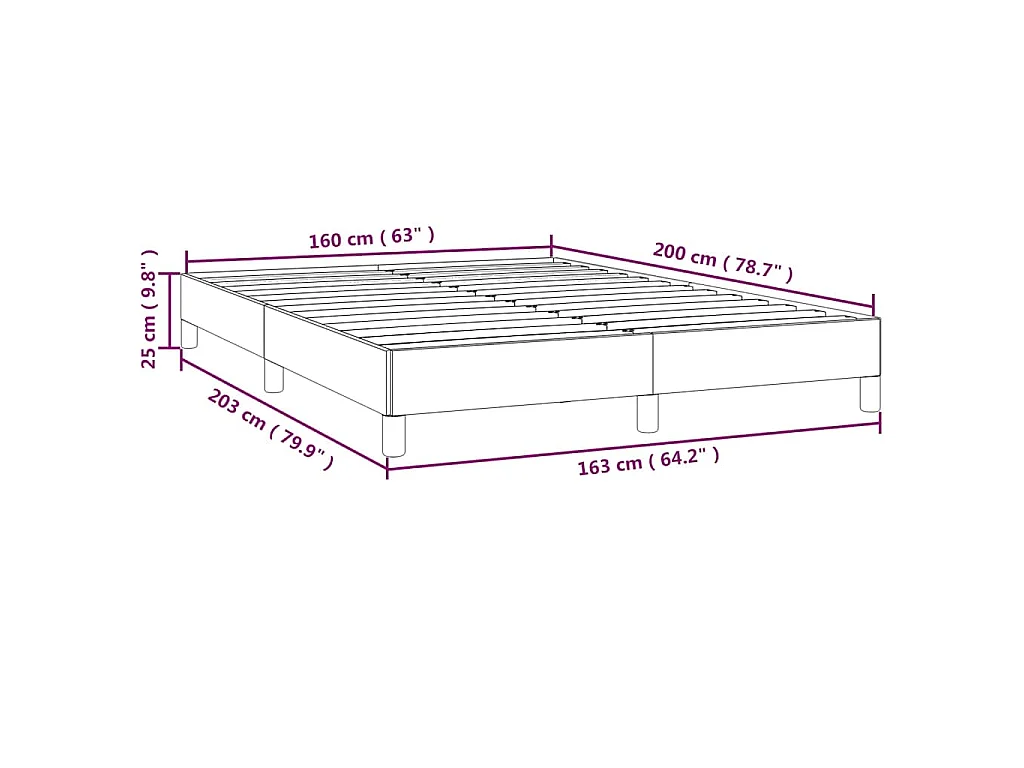 Cadre de lit sans matelas taupe 160x200 cm tissu