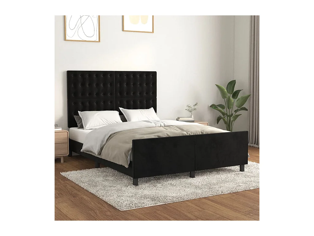 Cadre de lit sans matelas noir 140x200 cm velours