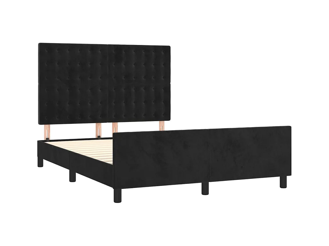 Giroletto senza Materasso Nero 140x200 cm in Velluto