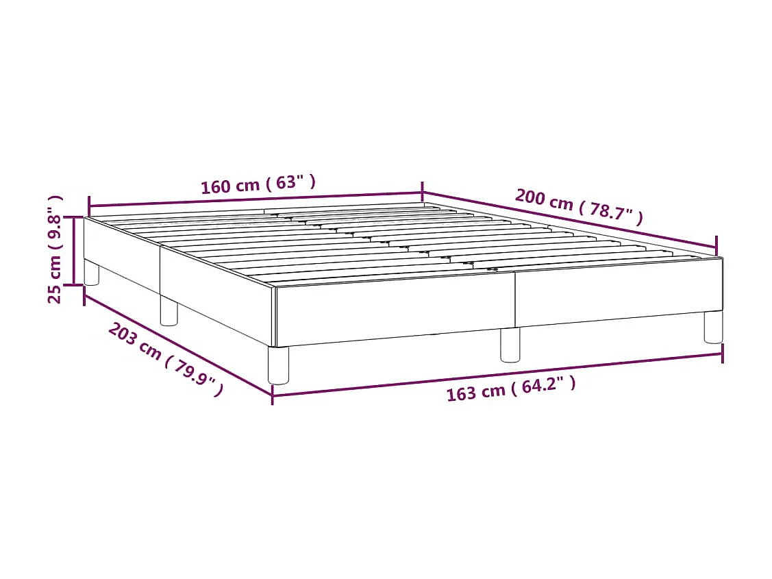 Bedframe zonder matras stof donkerbruin 160x200 cm