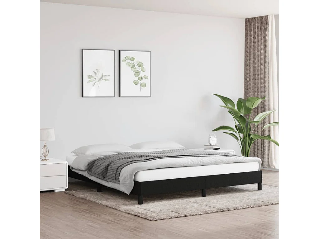 Cadre de lit sans matelas noir 160x200 cm tissu