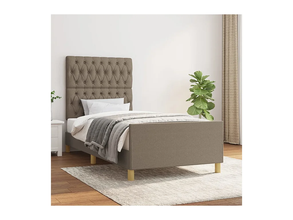Cadre de lit sans matelas taupe 90x190 cm tissu