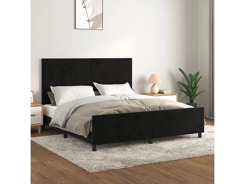 Cadre de lit sans matelas noir 160x200 cm velours