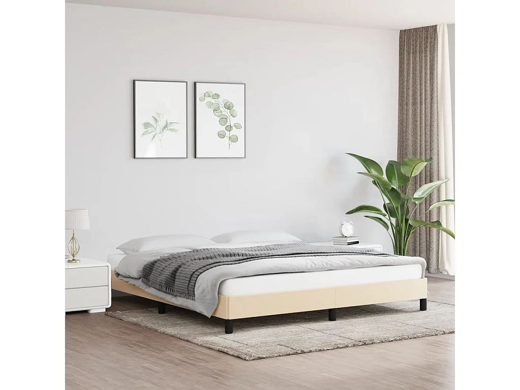 Bettgestell ohne Matratze Creme 160x200 cm Stoff