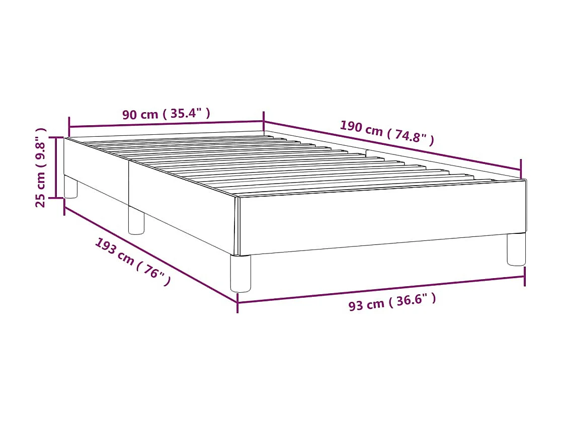 Estrutura de cama sem colchão 90x190 cm tecido cinzento-claro
