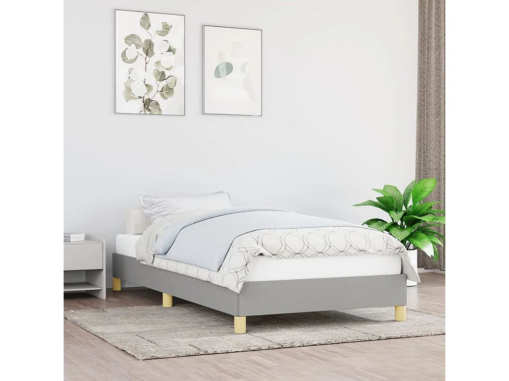 Cadre de lit sans matelas gris clair 90x190 cm tissu