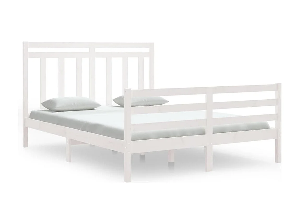 Cadre de lit sans matelas blanc 150x200 cm bois massif