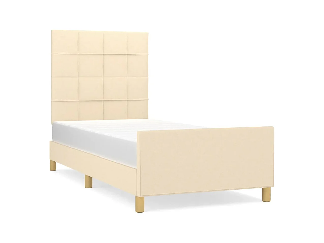 Cadre de lit sans matelas crème 100x200 cm tissu