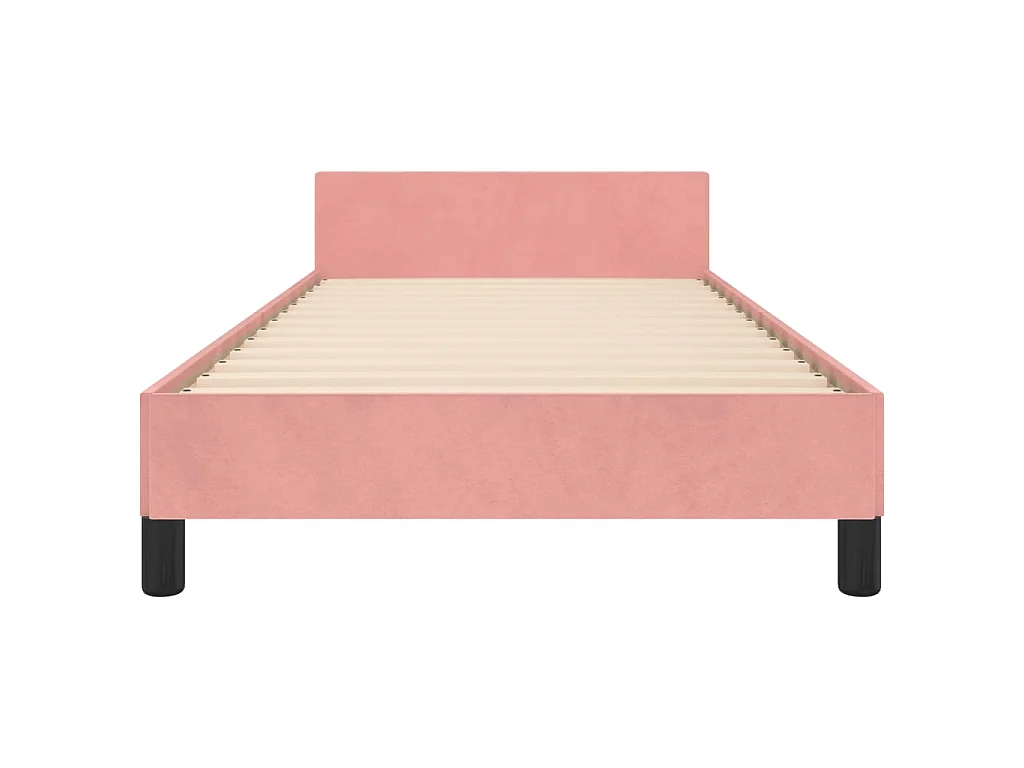 Bedframe met hoofdeinde fluweel roze 100x200 cm