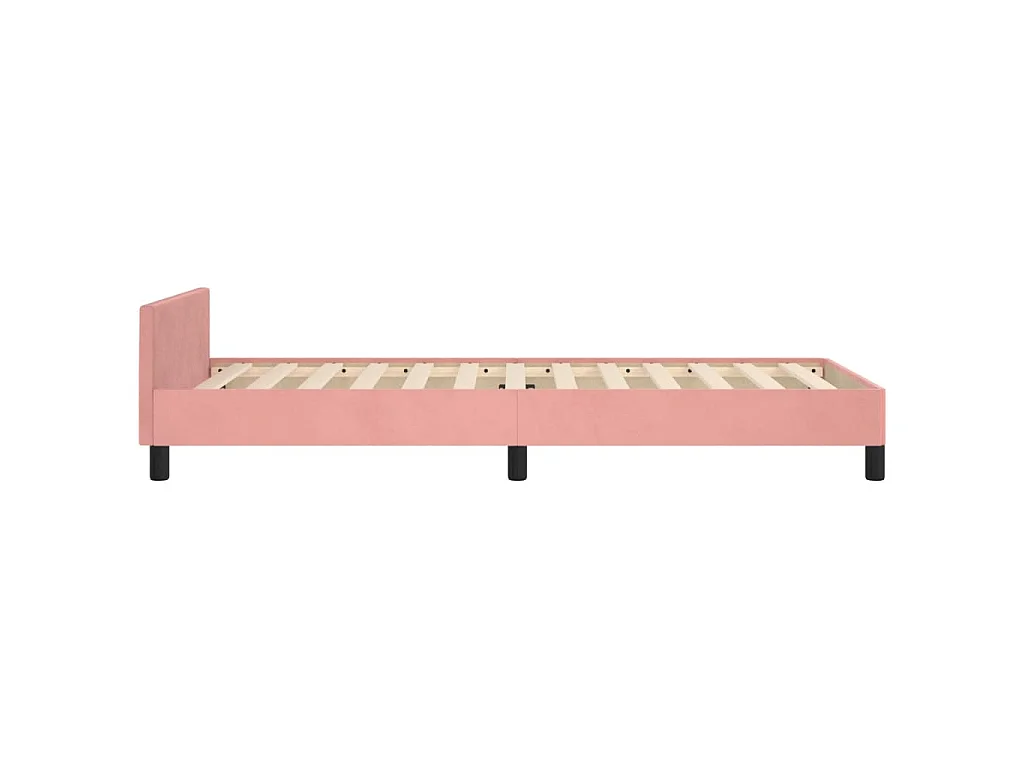 Bedframe met hoofdeinde fluweel roze 100x200 cm